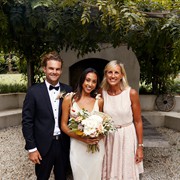 Jesse, Pixie and Sue celebrate after the wedding ceremony