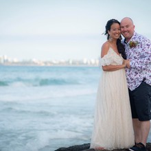Palm and Dane at Currumbin rocks after their nuptials were complete.