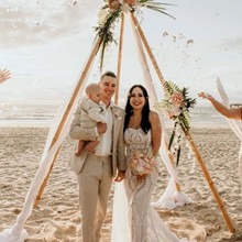 Jordan and Emile were married on 26 March 2022 and their son went along for the ride
